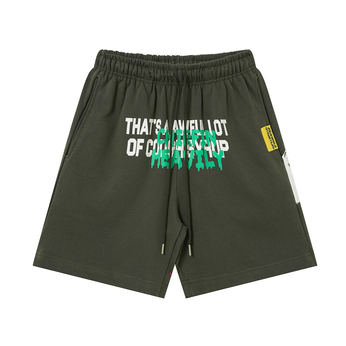 THAT'S A AWFUL LOT OF COUGH SYRUP Drawstring Graphic Shorts ¡ª front